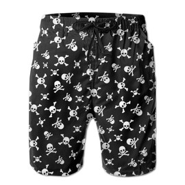YPTBST Men's Skull and Crossbones Swim Trunk Swimwear Beach Shorts with Mesh Lining Pockets Swimming Surfing Board Shorts, L