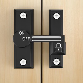 90/180 Degree Barn Door Lock, Small Flip Gate Latches Hardware, Door Security Sliding Door Latch Lock for Barn, Gate, Cabinet, Bathroom, Garden (Black 1 Pack)