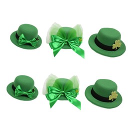 Vaguelly 6pcs St Patrick's Hair Accessories Hat Bowknot Shamrock Design Hair Clips for Festive Celebrations and Parties