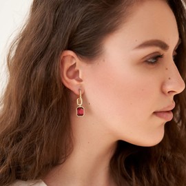 Secroma Hoop Earrings Gold for Women - 18 Carat Gold-Plated Earrings Small, Hypoallergenic Birthstone Crystal Hoop Earrings Gold, Jewellery Gifts for Women and Girls, Brass, No Gemstone