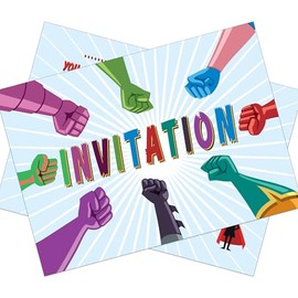 the lazy panda card company 15 "Superhands Superhero invitations for Children's Birthday Party Kids Super Hero Invites