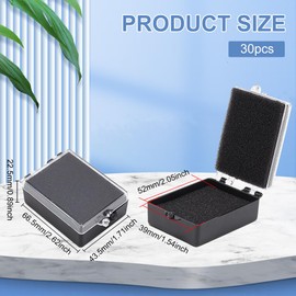 BENECREAT 66.5 x 43.5 x 22.5 mm Black Plastic Brooches Storage Boxes, Small Storage Holder for Jewellery Brooches with Protective Foam for Displaying Necklaces