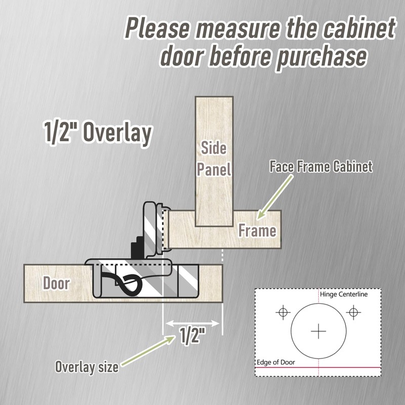Soft Close Cabinet Hinges, HTCELLE 50 Pack 25 Pair 1/2