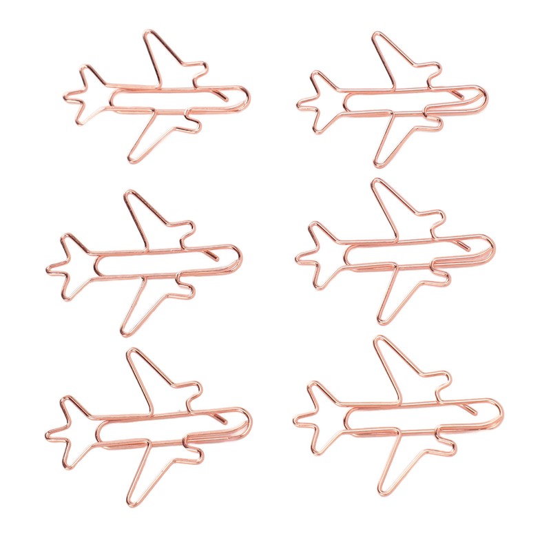 80pcs Airplane Shaped Paper Clips Rose Gold Prevent Rust Plane