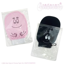 Barbapapa Smudging, Exfoliating Mittens, Exfoliating, Body Odor Prevention, Body Towel, Acasri (Pink), Korean Type Akazuri, Unisex, Exfoliating Pouch, Black