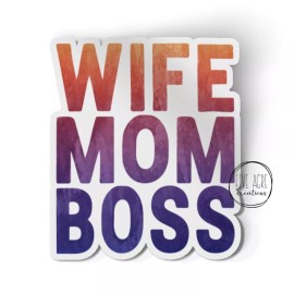 Five Acre Creations Wife Mom Boss Sticker | Boss Babe | Sticker For Her  | Waterproof Decal