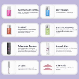 PERMANIA Eyelash Lifting Set with Black Colour, Eyebrow Lifting Set and Eyebrow Dyeing, Complete Accessories with 4-in-1 Effect for Eyelash Lifting, Eyelash Dyeing and Eyebrow Dyeing