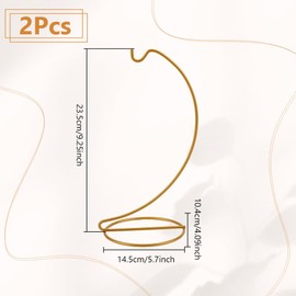 DELORIGIN 2pcs Ornament Display Stand Holder Glass Globe Golden Iron Wire Stand Hanging Hook Holder Rack for Christmas Bauble Lanterns Hanging Air Plant Terrarium Witch Ball Decor DIY Craft Display