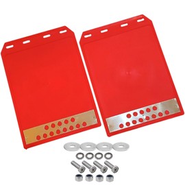FJmark Universal Mudguard Guard Light Truck Truck Dump Black Black Solid Mud Guard Replacement Repair with Screws and Nuts 30×21 (Light Truck Red 2-piece Set)