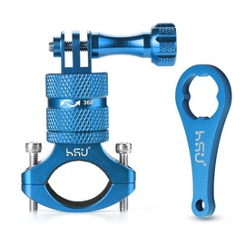 HSU Aluminum Bike Bicycle Handlebar Mount for Gopro Hero 13/12/11/10/9/8/7/6/5/4 Session SJCAM AKASO Campark and Other Action Cameras, 360 Degrees Rotary Mountain Bike Rack Mount (Blue)