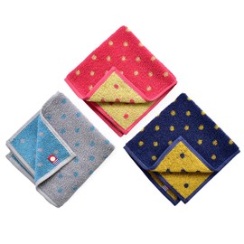 ORI365 Imabari Towel Hand Towel, Set of 3, Handkerchief, Water Absorbent, 100% Cotton, Made in Japan, 9.8 x 9.8 inches (25 x 25 cm), Towel Handkerchief (3 Colorful Drops)