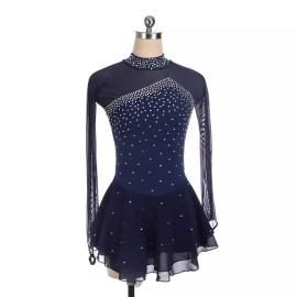 스케이트 연습복 피겨스케이팅 리듬체조 무대복 발레 [XXS 네이비] Skate Practice Outfit Figure Skating Rhythmics Performance Costume Ballet [XXS Navy]