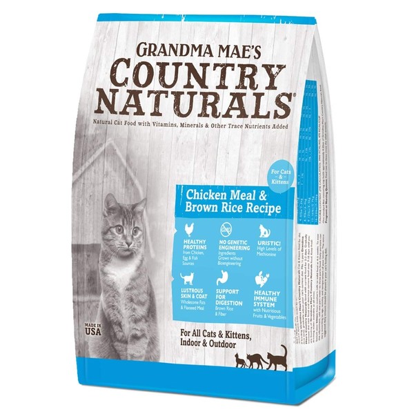 Grandma Mae's Country Naturals Grain Inclusive Dry Cat & Kitten Food 6 LB Chicken & Brown Rice Recipe