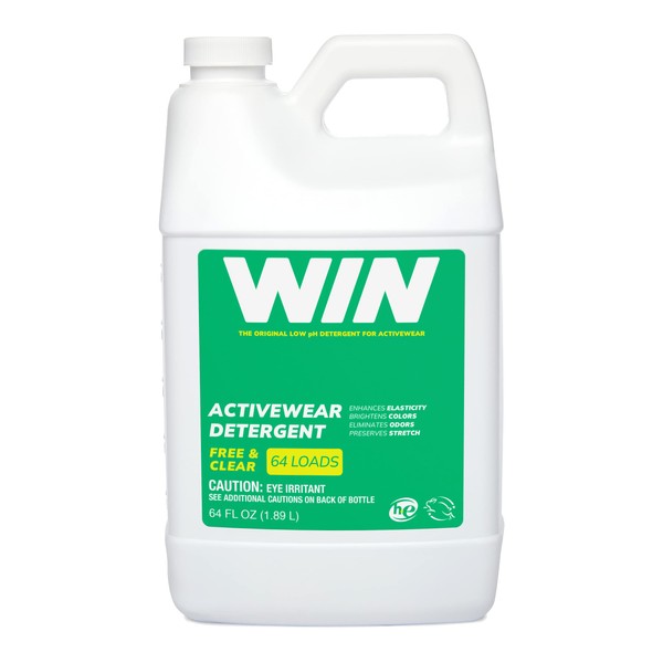 WIN Sports Detergent - Specially Formulated for Sweaty Workout Clothes - Removes Odor from Running Gym and Activewear Apparel and Football Hockey Uniforms Free and Clear (Green), 64 Fl Oz