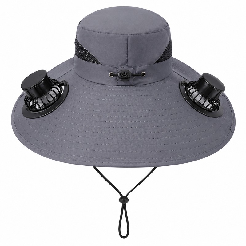 Solar Fan Wide Brim Hat for Outdoor Cooling – USB