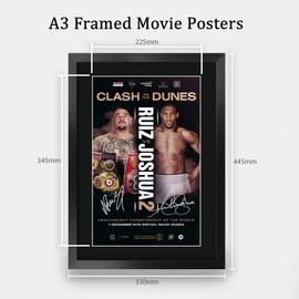 HWC Trading FR A3 Ruiz vs Joshua 2 Gifts Printed Signed Autograph Poster for Boxing Memorabilia Fans - A3 Framed