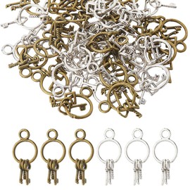 SUPERFINDINGS 40Pcs 2 Colors Antique Bronze & Antique Silver Key Charms Vintage Key String Pendants for House Warming Party Favor Key Charms Set for Gift Metal Ornaments