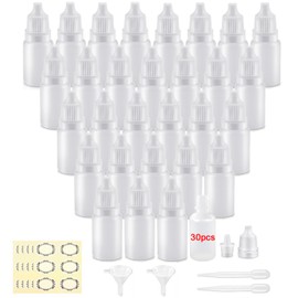 Apstaqeoo 30Pcs, 5Ml Plastic Dropper Bottles, Empty Squeezable Eye Liquid Dropper Bottle Refillable Sample Container Small Paint Eye Dropper Bottles with Cap, Funnel, Label, Dropper for Essential Oil