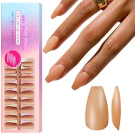 SXVME Gel Nail Tips Long Coffin Press on Nails Soft Gel Nails Tips 300Pcs Pre Colored Natrual Brown Tips Press ons Soak Off Acrylic Fake Nails Extensions DIY