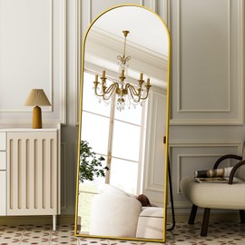 Easly Modern Arched Full-Length Mirror, 64"x21"Arched Floor Mirror with Stand, Wall-Mounted Mirror for Bathroom, Dressing Room - Hanging or Leaning - Full Body Mirror for Bedroom, Gold