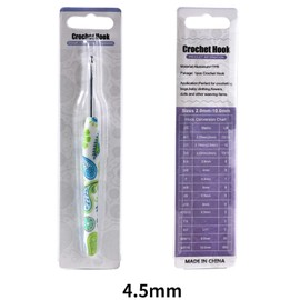 Coopay Crochet Hook 4.5 mm, 1 Piece Ergonomic Crochet Hooks with Solid Metal Crochet and Rubber Handle, Crochet Hook Handle with Beautiful Flower for Beginners, Comfortable TPR Handle Hook Needle for