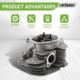 partszen Cylinder Head Kit for Power Equipment with Honda GX340 GX390 11HP 13HP Engine with Valve Cover Rockers Spring Gasket Muffler Spark Plug Insulator Bolts Nuts