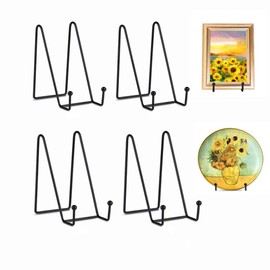 Gewaha 4 Pcs Plate Stands for Display,6 Inch Metal Frame Holder Stand for Plate Stand Plate Holder Display Stands for Picture, Decorative Plate, Book, Photo Easel, Dish and Artistic Work (Black)