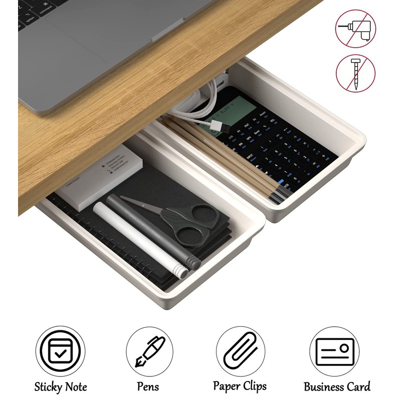 SVNNELP 2Pack Under Table Desk Drawer Storage Organizer Slide Out,
