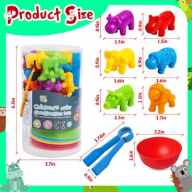 Counting Dinosaurs Toys Matching Games with Sorting Bowls for Kids Toddler Learning Activities Preschool Must Have Manipulatives Montessori Fine Motor Skills Toys Age 3 4 5 Years (Animals)
