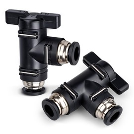 Bwintech 2 Pcs 6mm Pneumatic Ball Valve Push to Connect Fittings BUL Air Flow Control Valve Straight Quick Connect Air Hose Fittings