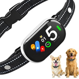 Automatic anti-barking dog training collar, charging, 5 sensitive adjustable levels, AI smart anti-barking collar, 5-15LBS small dog, suitable for large, medium and small dog, IP67 waterproof (Silver)