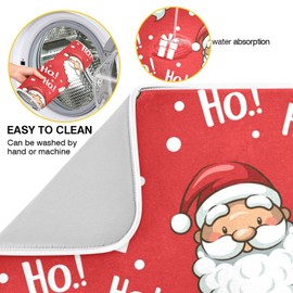 Moudou Christmas Dish Drying Mat Absorbent Heat Resistant Reversible Santa Claus Dish Mat for Kitchen Countertops Sinks, 18 x 24 Inch