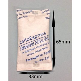 celloexpress Silica Gel Pouches - Pack of 10-5g Silica Gel in Tyvek Fabric Sachets - Total Gel Weight 50g