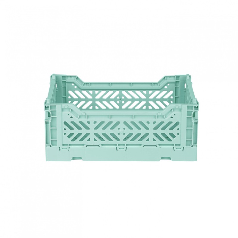 Ay-Kasa Folding Crate, Sturdy Folding Box, Plastic, Stackable, Ocean, Mini