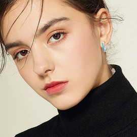 URONE Triangle Earrings 925 Sterling Silver Opal Triangle Huggie Hoop Earrings Triangle Jewelry for Women