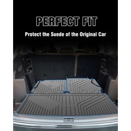 YEBOOCA Cargo Liner Compatible with 2018-2025 Volkswagen Atlas Trunk mat Back Seat Cover Protectors(Not Fit Cross Sport)(3rd Backrest Mats+Trunk Mat)