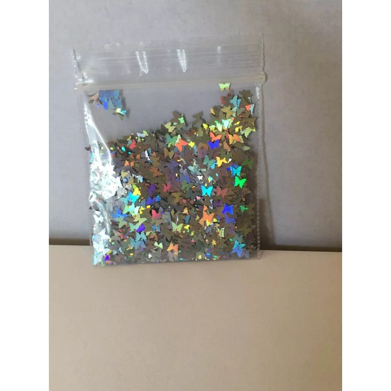 Baby Emma 2007 Solvent Resistant BUTTERFLY shape Glitter (Silver) Nail