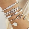 FUNOJOY Silver Bangle Bracelets Set for Women, Multi Layer Stackable