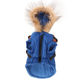 Winter Dog Hoodie Warm Dog Jacket with Zipper Reflective Paded Winter Dog Hoodie Dog Cold Weather Coats with Harness XL