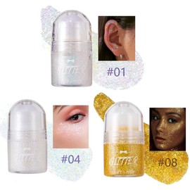 Face Glitter, Glitter Gel Roll On for Hair, Face and Body, Roll-on Body Glitter Gel, Mermaid Festival Glitter Make-Up Rave