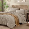 CASAAGUSTO King Size Comforter Set, 7 Pieces Oatmeal Seersucker Bed