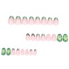 SINHOT Almond Press on Nails Short - Green Flower Fake