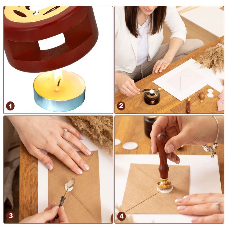 PATIKIL 25mm Round Blank Wax Seal Stamp, Removable Brass Head