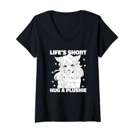 Womens Manga Anime Cosplay Japanese Kawaii - Otaku Japan Plushies V-Neck T-Shirt