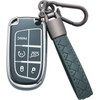 Eisgul for Jeep Key Fob Cover with Keychain Soft TPU Full Protection Key Case Shell for Grand Cherokee Wrangler Compass Grand Comander Chrysler 200 300 Dodge Charger Challenger RAM 5 Button, Y-Gray