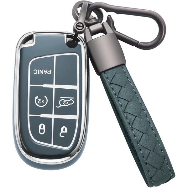 Eisgul for Jeep Key Fob Cover with Keychain Soft TPU