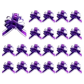 sourcing map 20pcs Purple Pull Bows 6.3 Inches Wide Large Organza Ribbon Gift Bows for Gift Wrapping Gift Baskets Decor Wedding Parties Birthday Florist Packaging and Decoration