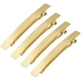 2.4 Inches Shiny Handmade Drawing Barrettes Metal Hair Barrettes for Thick Hair Chic Hair Clips for Styling Long Hair,4pcs (Gold)