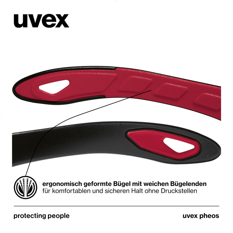 Uvex Pheos - Safety Glasses - Temple Glasses Supravision Excellence