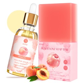 2Pcs Yoni Soap and Yoni Oil Set, Vaginal Wash for Women Feminine Wash Vaginial Deodorants pH Balance, Eliminates Odor, Peach Feminine Essential Oil 30ml/1 oz, Peach Vaginal Care Soap 3.53 oz